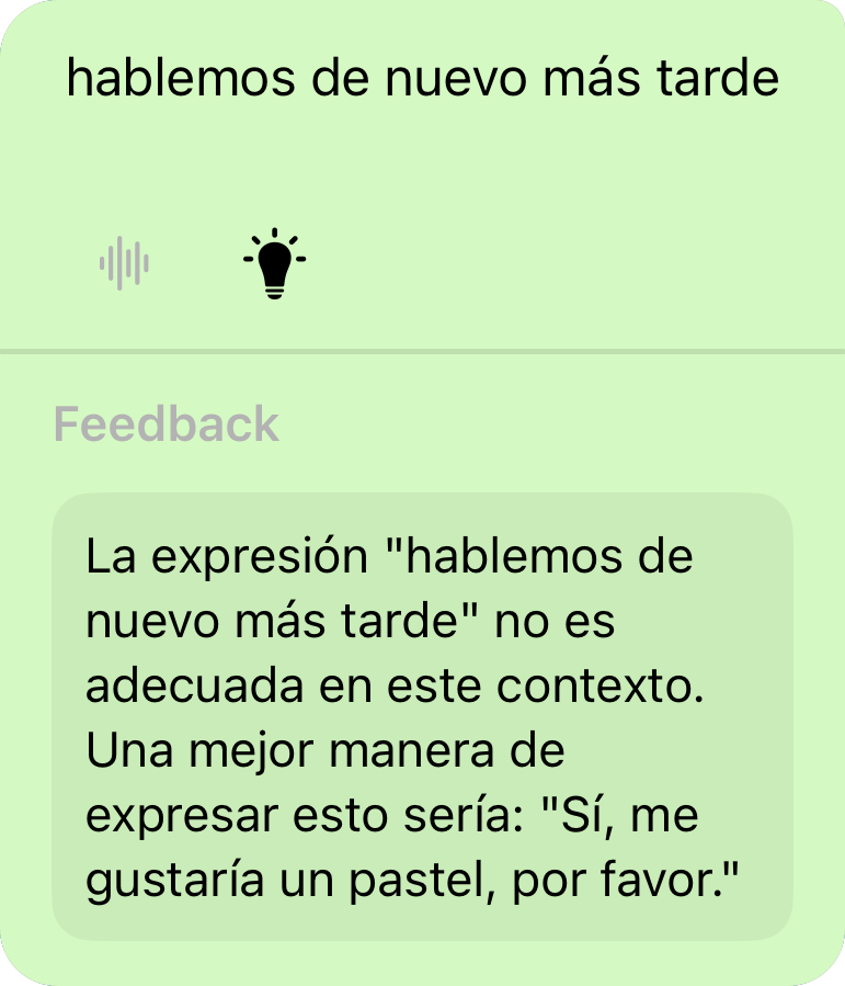 Message with grammar feedback